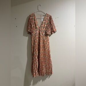 Baltic Born Floral Midi Dress in Red and Cream